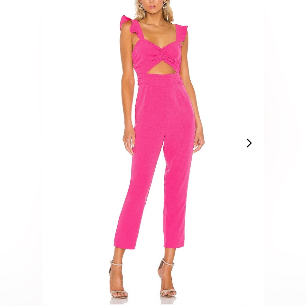 NWT LOVERS + FRIENDS Knox Jumpsuit Romper Pink‎ Coquette Girly Ruched Flutter XS